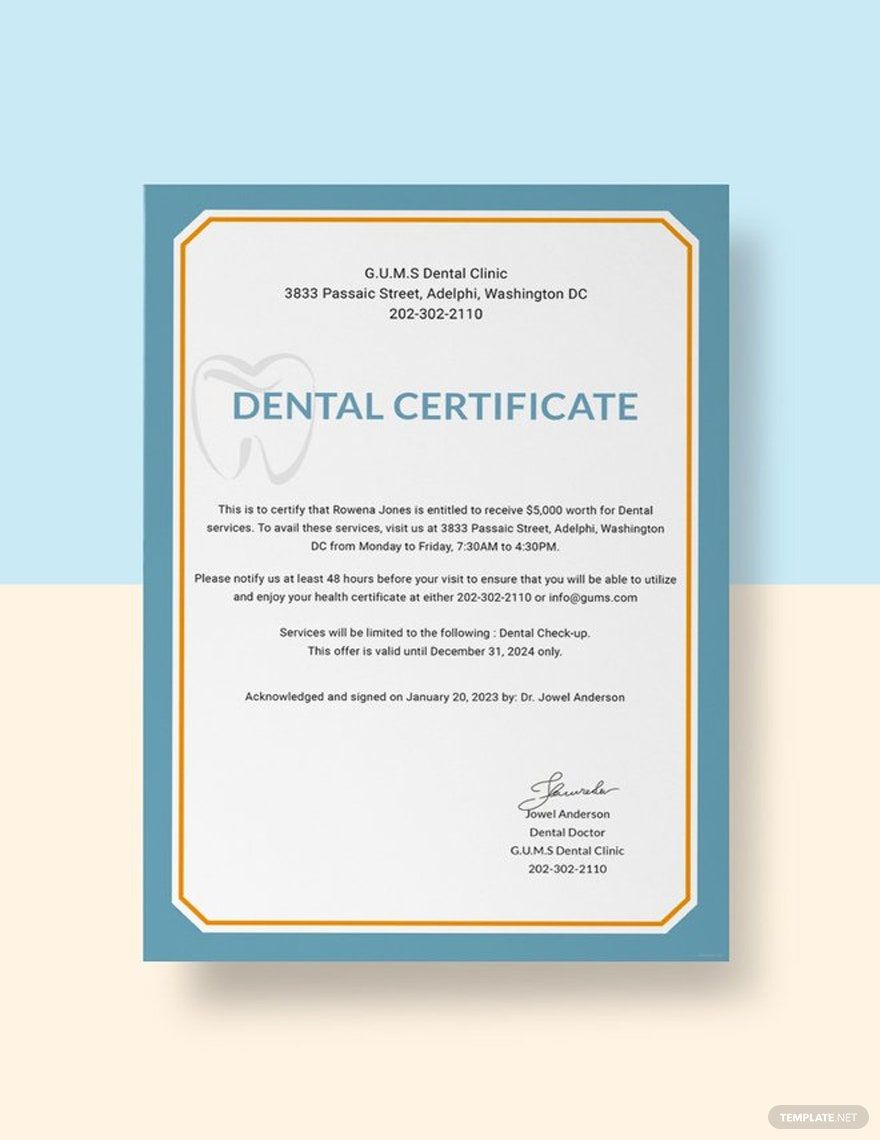 Wisdom Dental Clinics certificate 1